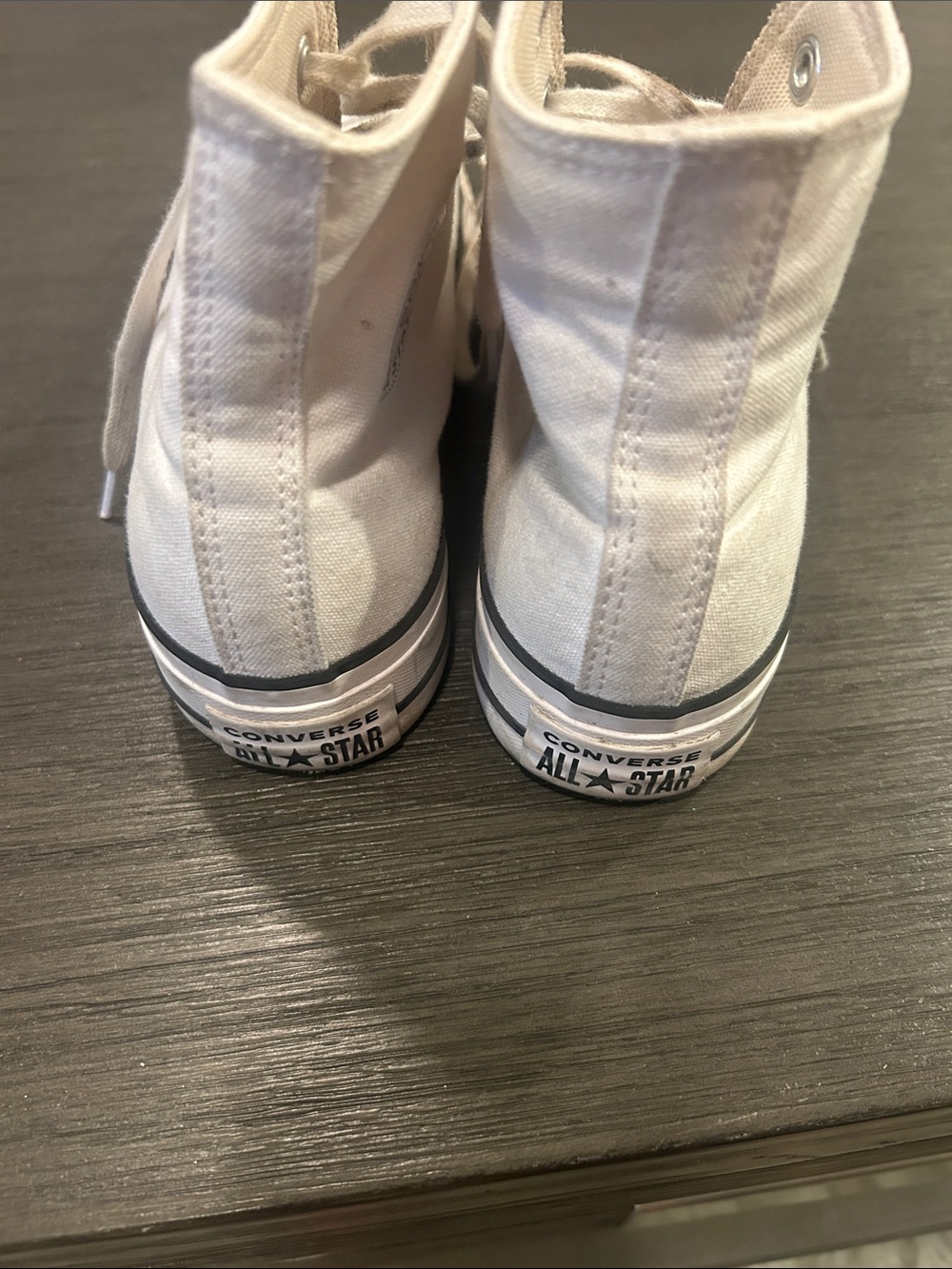 Converse High-Top Sneakers in Off-White with Black Trim - Picture 2 of 4